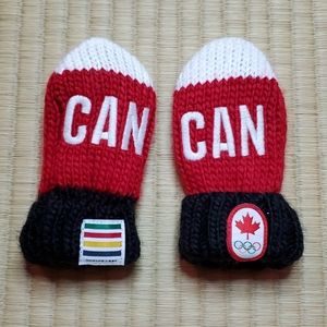 CAN Red & White Kids Mittens with Black Cuffs